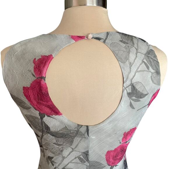 VTG Dressbarn Sage Rose Floral Maxi Dress Crinkle Chiffon Sz 8 Fairy Cottage - Picture 6 of 10